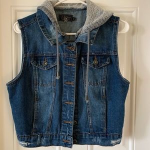 Women’s Denim Jean/Hoodie Sleeveless Vest